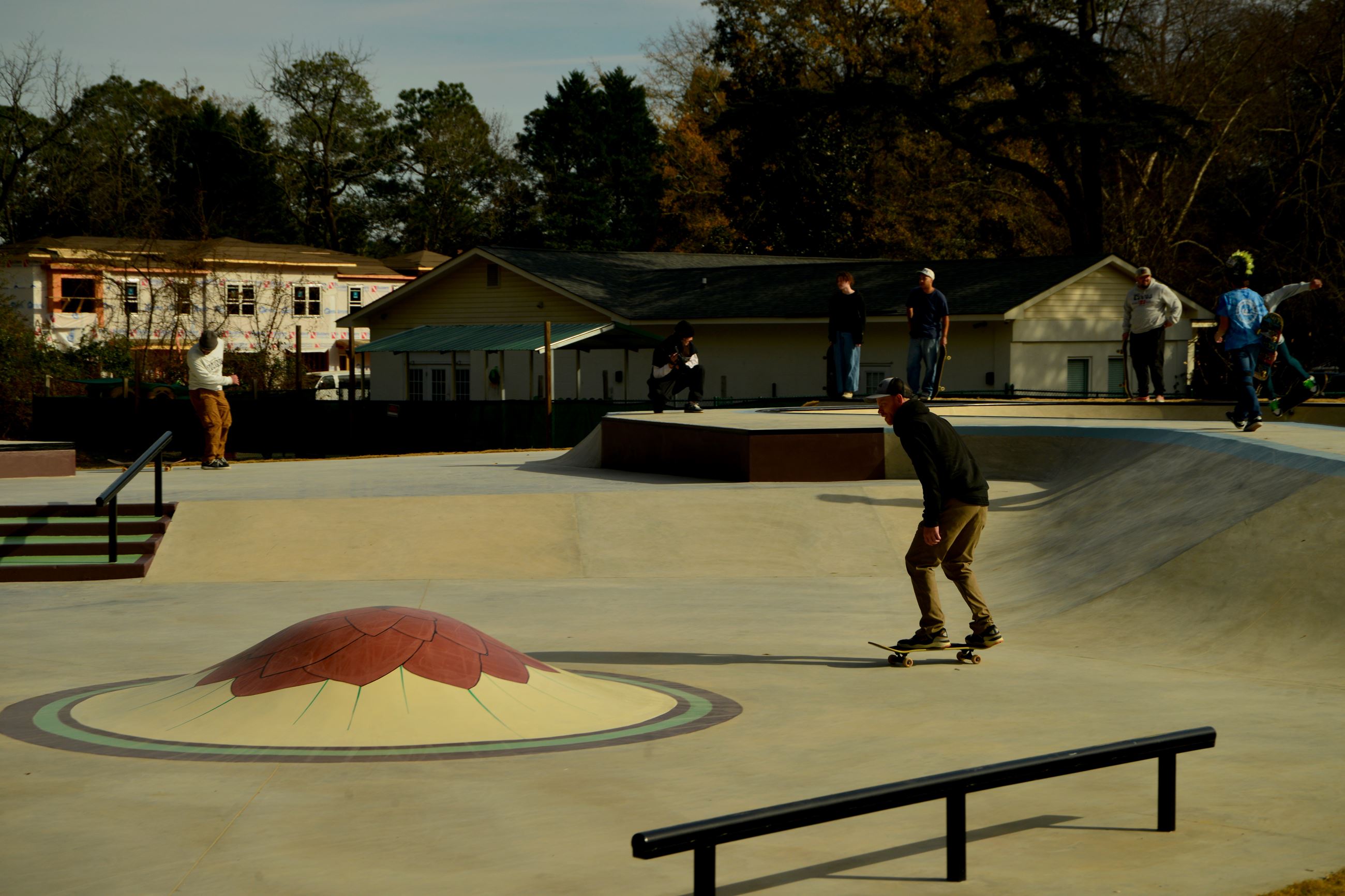 Concrete terrain at Elaine T. Baillie Skatepark in Southern Pines